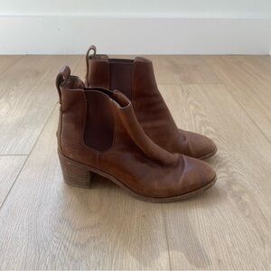 Madewell Frankie Chelsea Brown Leather Ankle Heeled Booties Size 7